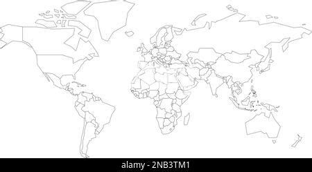 Political Map Of Europe Simplified Thin Black Wireframe Outline With