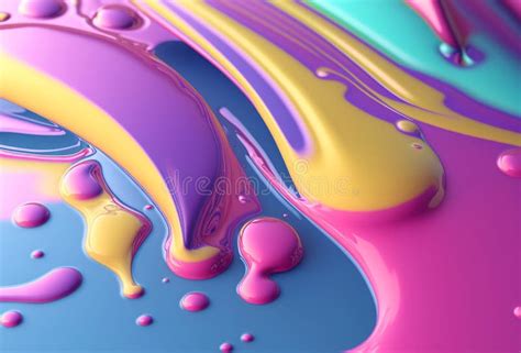 Pastel Liquid Paint Flows Background Creamy Color Fluid Stock