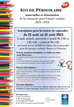 Inscriptions au périscolaire 2023 2024 Accueil mairie de creutzwald