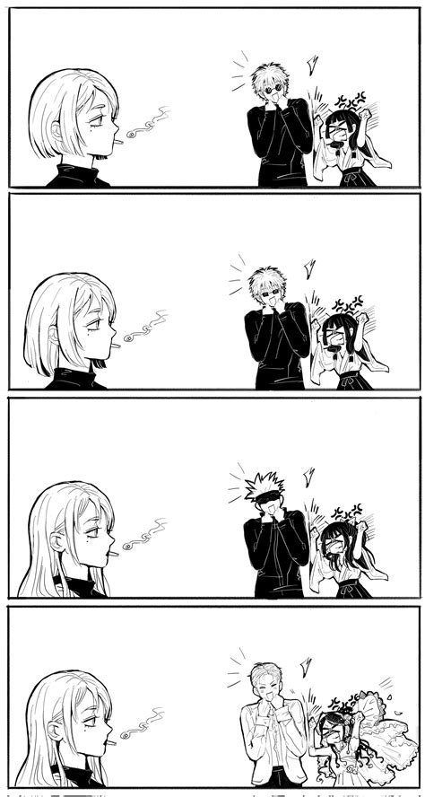 Gojou Satoru Ieiri Shoko And Iori Utahime Jujutsu Kaisen Drawn By