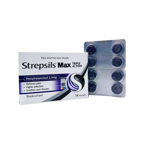 STREPSILS MAX TRIPLE ACTION BLACKCURRANT SORE THROAT LOZENGES Shopee