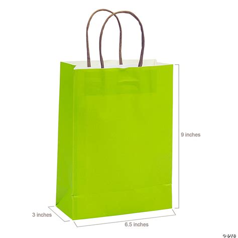 6 1 2 X 9 Bulk 36 Pc Medium Lime Green Kraft Paper Gift Bags