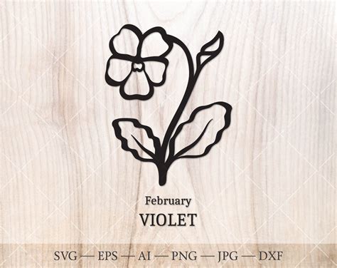 Violet Svg February Birth Flower Svg Birth Month Flower Drawing