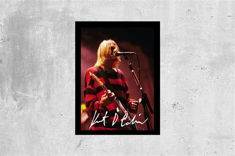 Quadro A4 Nirvana Kurt Cobain Autografo ESTAMPARIA ROCK NA VEIA