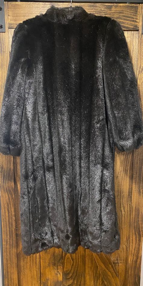 Faux Mink Black Fur Coat Full Length Monterey Fashion Etsy