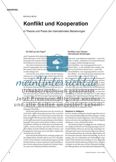 Konflikt Und Kooperation In Theorie Und Praxis Der Internationalen