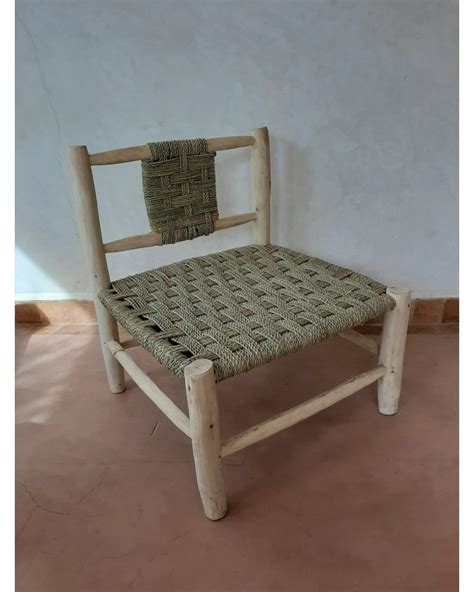 Fauteuil Bas En Doum Et Bois Artisanat Marrakech Deco