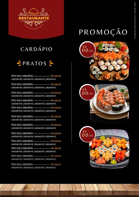 Cardápio Editável No Canva Para Restaurante Modelo 09 Elo7