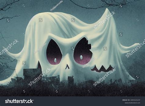 Ghost Monster Peeking Behind Blank White Stock Illustration 2203121237 ...