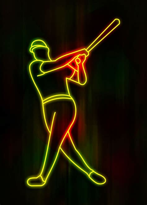 Neon Baseball Poster By Izmo Scribbles Displate