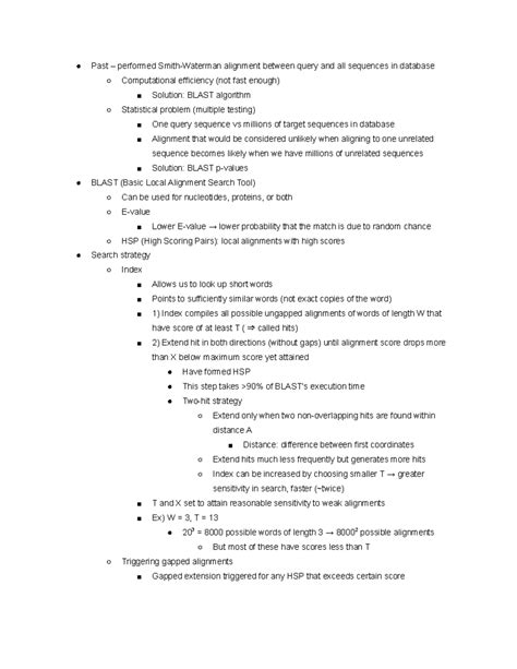 BIOL 4536 Lecture 7 Blast Past Performed Smith Waterman Alignment