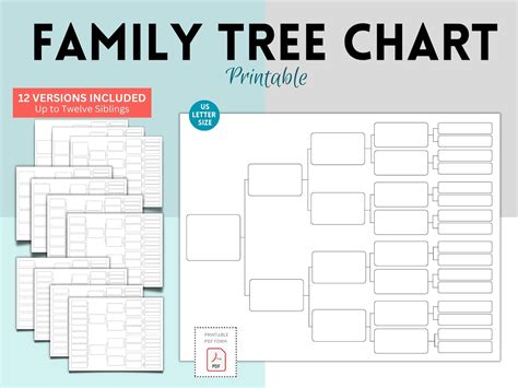 Blank Family Tree Chart Template, Family History, Pedigree Chart ...