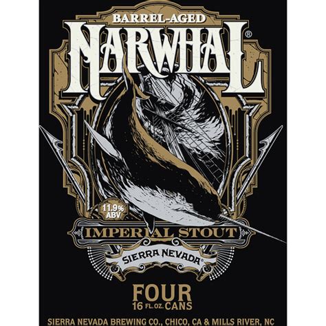 Sierra Nevada Barrel Aged Narwhal Imperial Stout Craft Beer 4 Pack