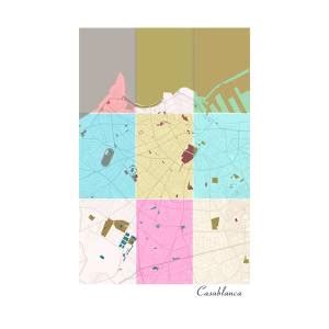 Casablanca Morocco City Map Pop Art 001 Digital Art By Dandi Studio