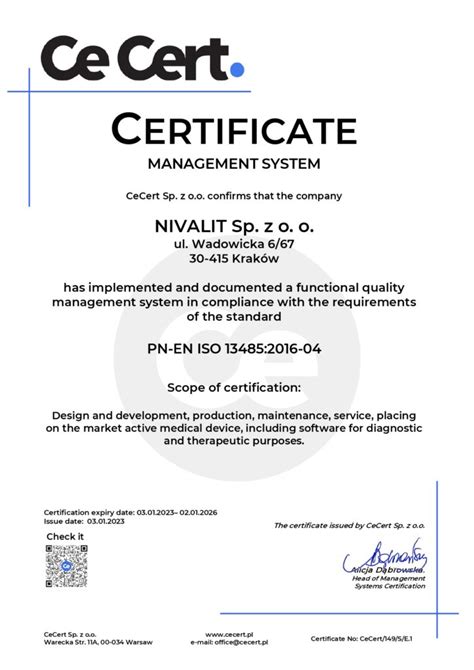 Nivalit Achieves ISO 13485 2016 Certification Nivalit