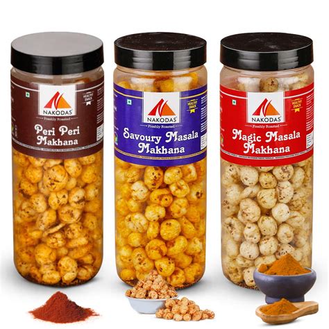 Buy Nakodas Roasted Makhana Combo Peri Peri Savoury Masala Salt