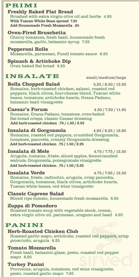 Fondi Pizzeria Menu In Gig Harbor Washington Usa