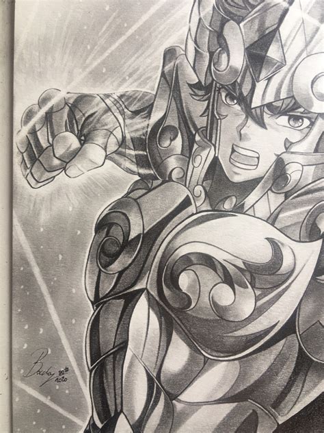 Saint Seiya Original Graphite Pencil Drawing By Leo Aiolia Etsy