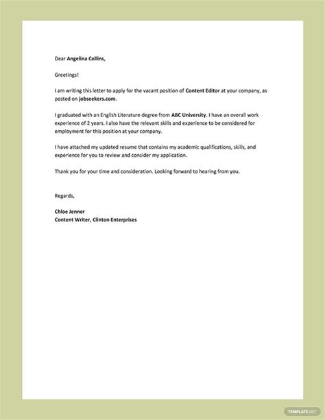 Resume Cover Letter - Template in Google Docs, Word, PDF Format ...