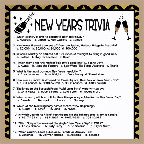 New Years Trivia Game New Years Eve Trivia Game 2023 Printable