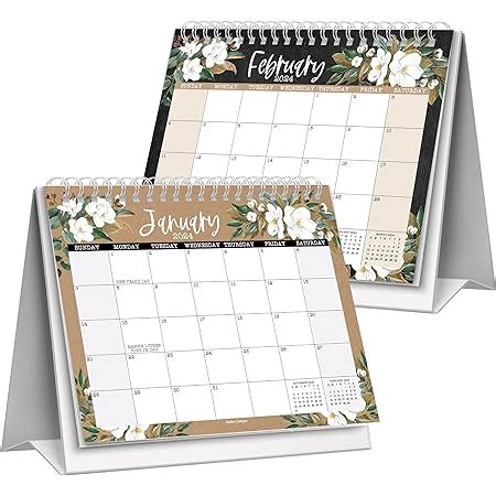 Amazon Floral Small Desk Calendar Standing Flip Small