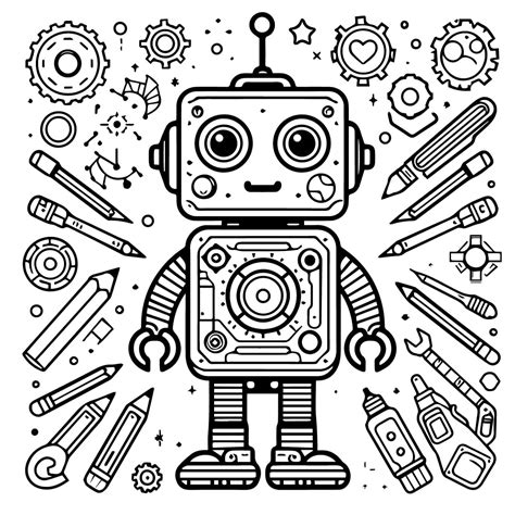 Dibujos De Un Robot Muy Lindo Para Colorear Para Colorear Pintar E