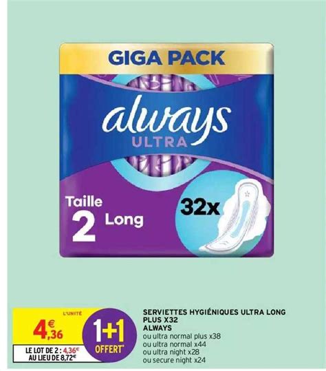 Promo Serviettes Hygiéniques Ultra Long Plus X32 Always chez