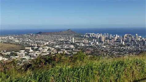 Diamond Head And Honolulu Skyline Panoramic View From Mount Tantalus