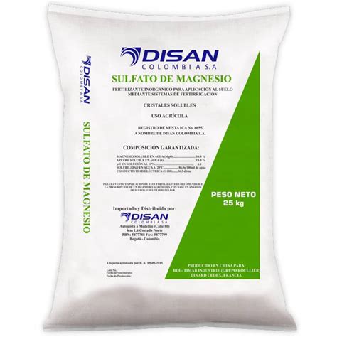 Fertilizante Sulfato De Magnesio X 25 Kg Disan Croper