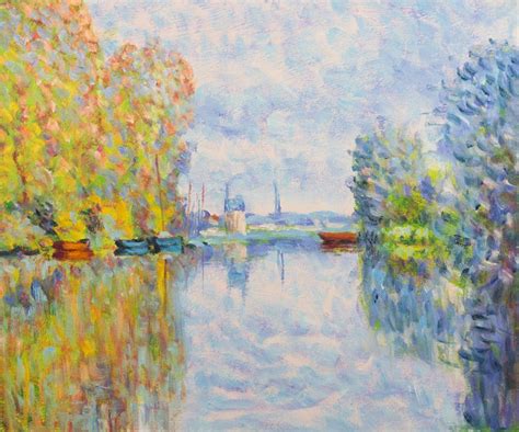 Claude Monet Autumn On The Seine At Argenteuil Hand Painted Oil