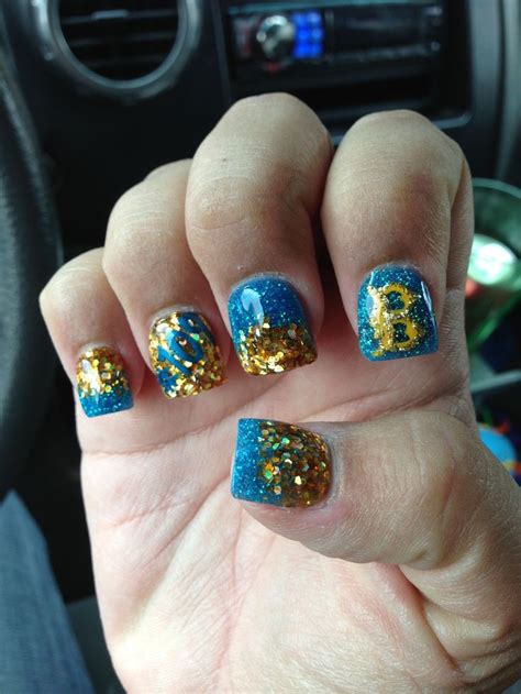 Blue and gold nails | Nails, Gold nails, My style