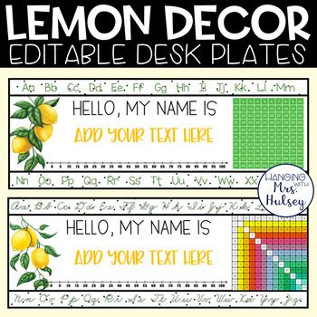 Lemon Desk Name Tags Student Name Plates By Hanging With Mrs Hulsey