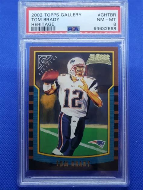 2002 TOPPS GALLERY Heritage TOM BRADY recrue RÉIMPRESSION PSA 8 carte