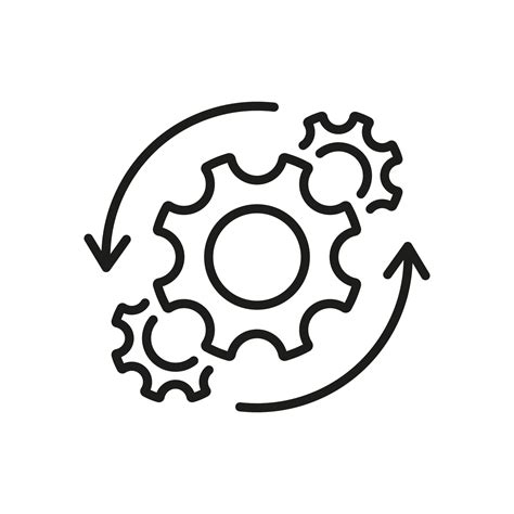 Zahnrad Und Runder Pfeil Business Technology Process Thin Line Icon