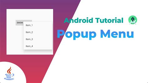 Popup Menu Java Android Studio Tutorial Youtube