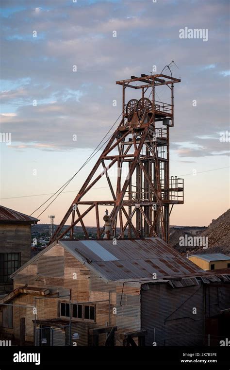 Disused Abandoned Mine Shaft And Buildings At Broken Hills Line Of