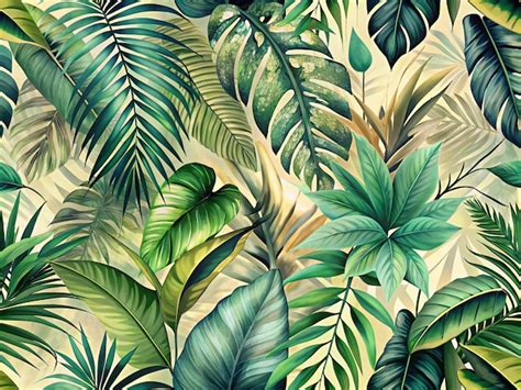 Premium Vector A Wallpaper With Tropical Plants And Tropical Leaves