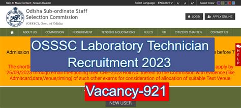 OSSSC Laboratory Technician Recruitment 2023 Apply Now