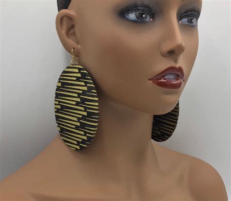 Black And Gold African Earrings Fabric Earrings Ankara Etsy