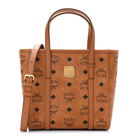 MCM Visetos Mini Aren Tote Cognac 1054174 FASHIONPHILE