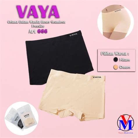 Promo Vaya Celana Dalam Wanita Boxer Seamless Art 666 Freesize Hitam