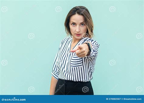 Angry Middle Aged Woman Standing Pointing To Camera Choosing You