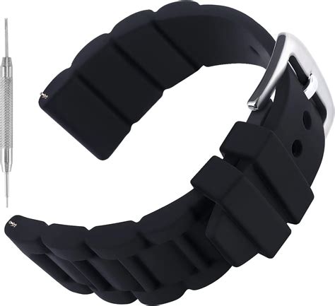 Sanwa Mens Mm Black Silicone Rubber Diver Watch Band Waterproof Sport