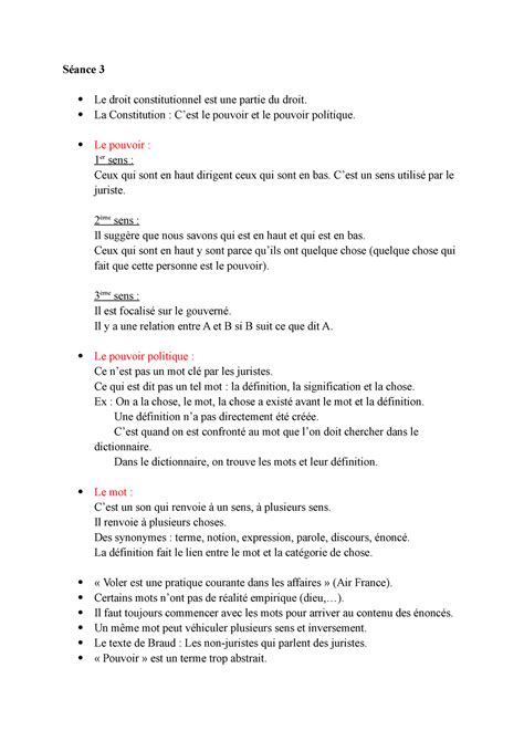 Séance 3 Cours de droit constitutionnel à compléter Séance 3 Le