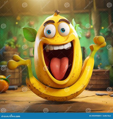 A Cartoon Funny Banana on Suitable Background Stock Illustration ...