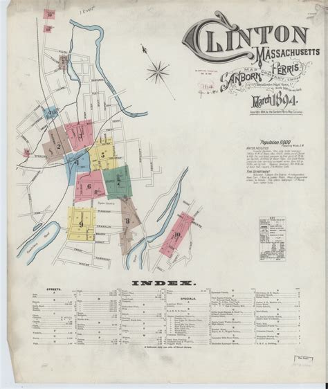 Clinton 1894 Old Map Massachusetts Fire Insurance Index Old Maps