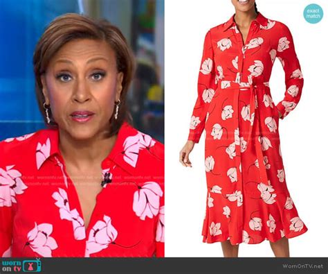 Wornontv Robins Red Floral Shirtdress On Good Morning America Robin Roberts Clothes And