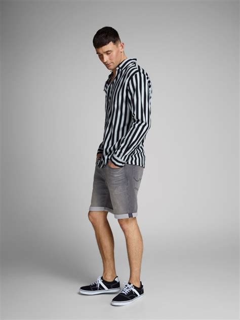 Washed Gray Jeans Shorts Men Shorts