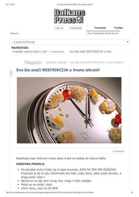 PDF Evo Šta Znači RESTRIKCIJA u Hrono Ishrani DOKUMEN TIPS