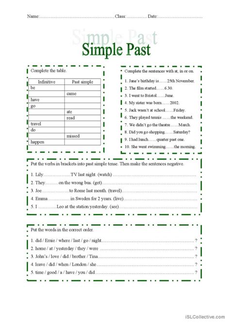 Simple Past Practice General Gramm English Esl Worksheets Pdf Doc